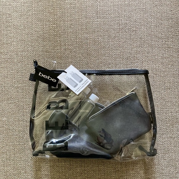 ☘️NWT! BEBE BLACK/CLEAR MULTI PACK COSMETIC BAGS - Picture 3 of 3